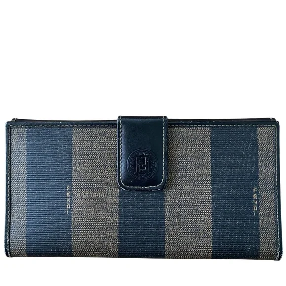 Fendi | Bags | Fendi Pecan Striped Long Bifold Wallet Vintage
